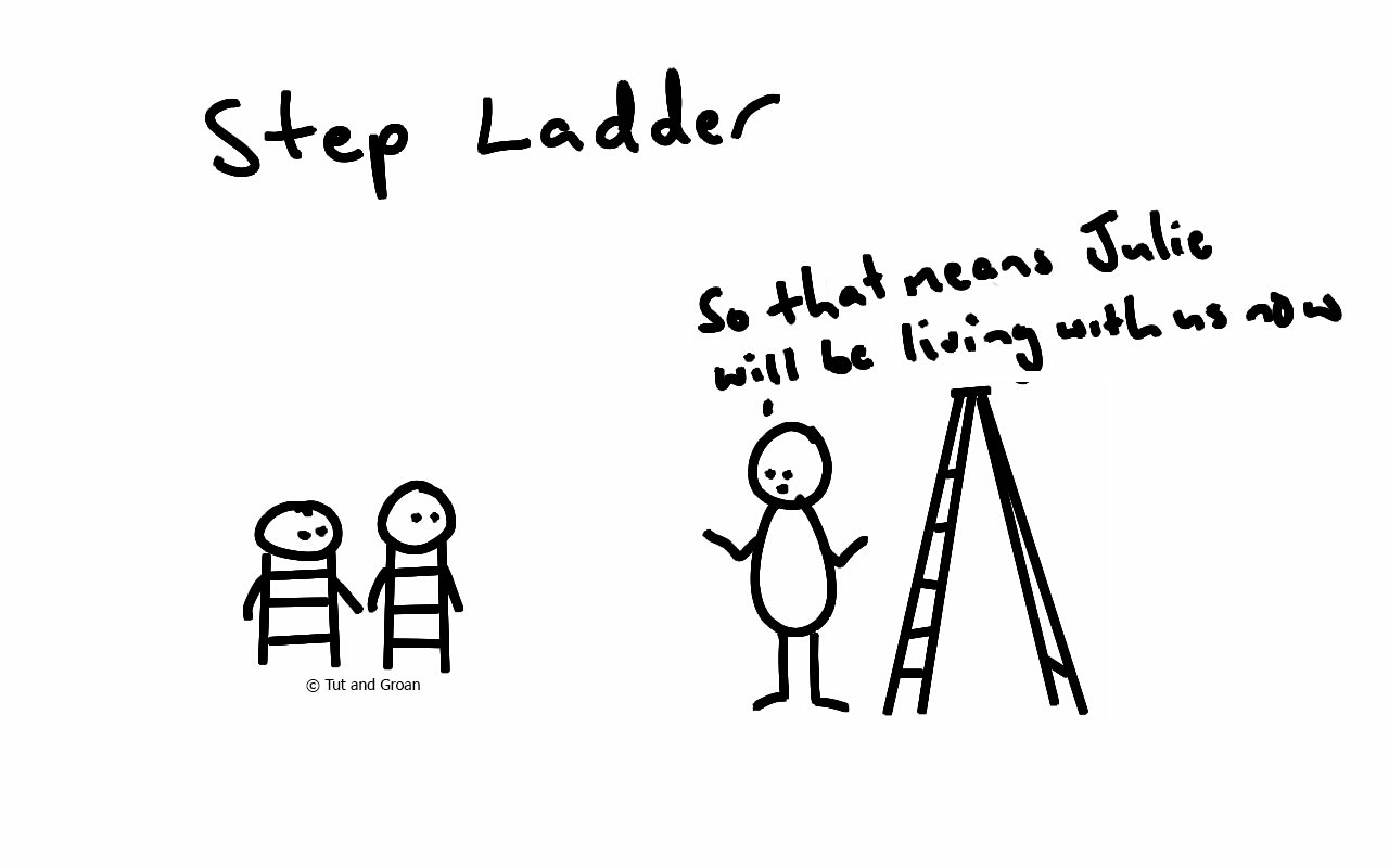Tut and Groan Step Ladder cartoon