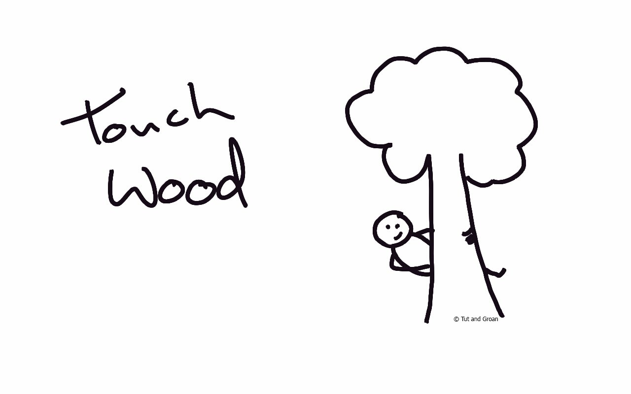 Tut and Groan Touch Wood cartoon