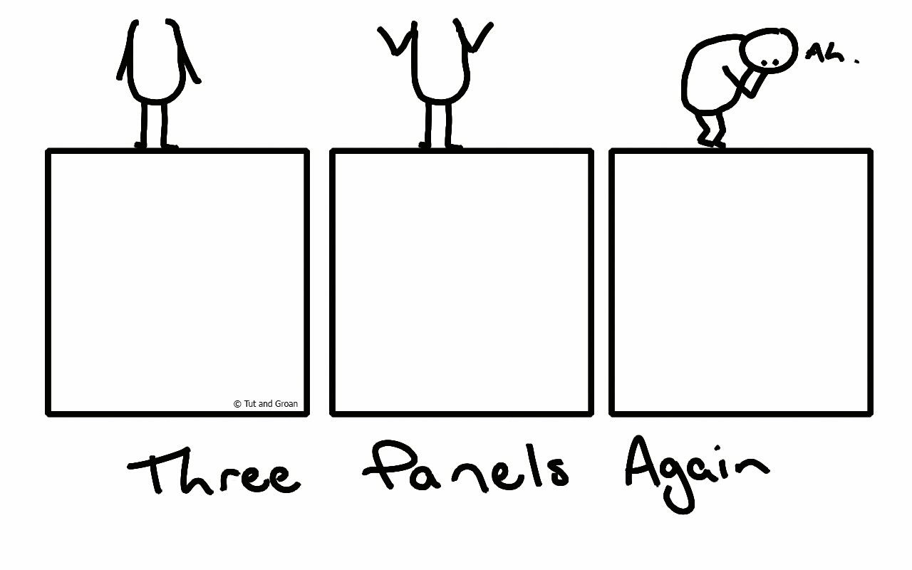 Tut and Groan Three Panels Again cartoon