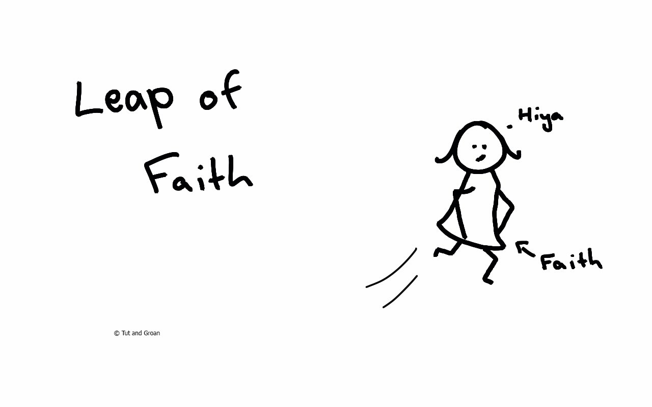 Tut and Groan Leap of Faith cartoon