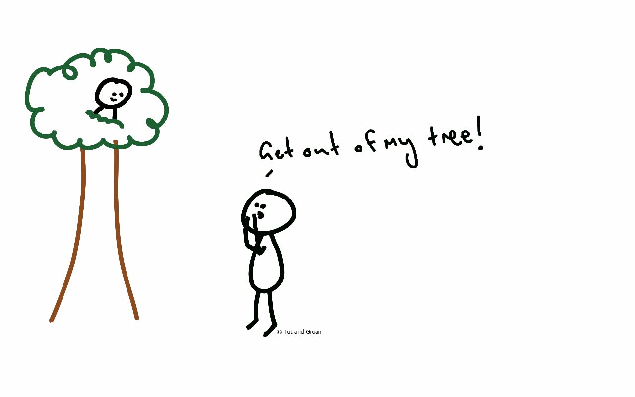 Tut and Groan Get Out of My Tree cartoon