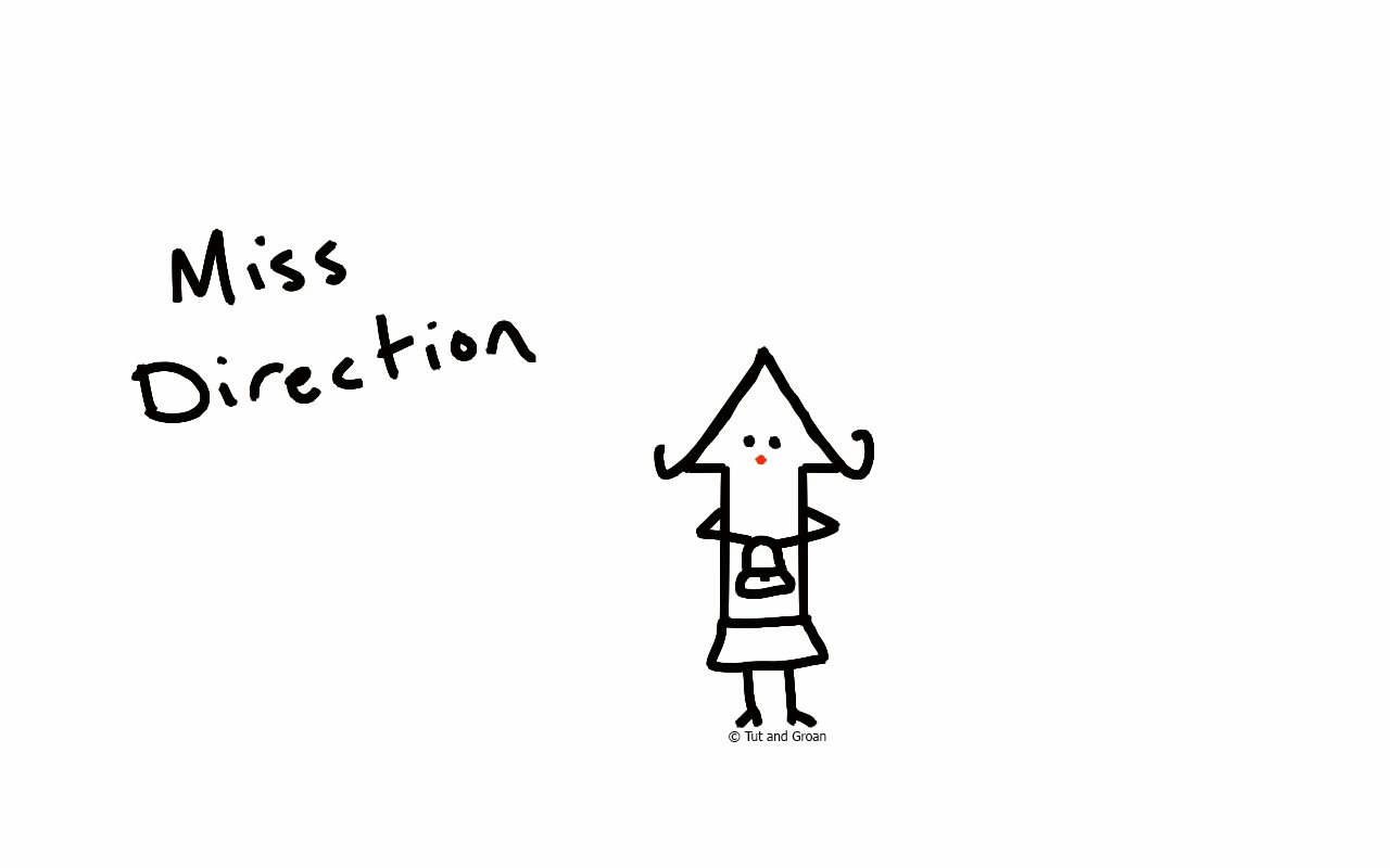 Tut and Groan Miss Direction cartoon