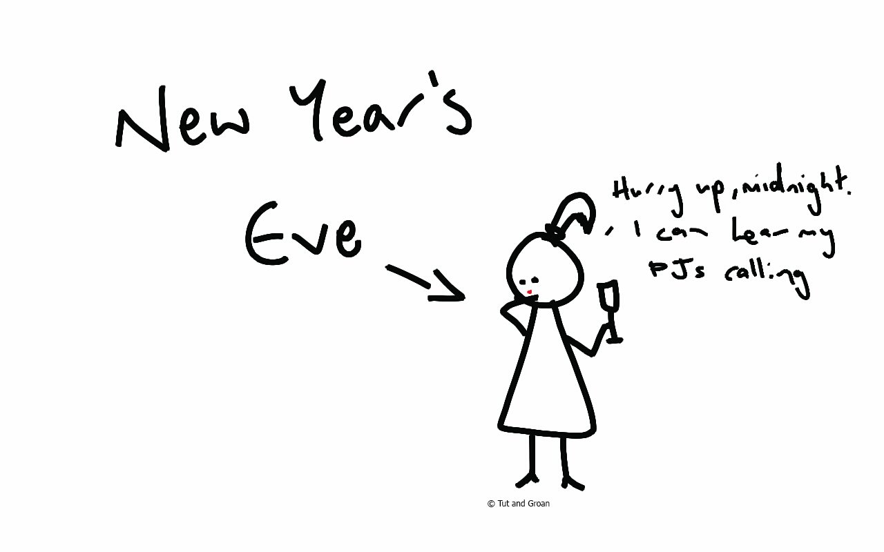 Tut and Groan New Year's Eve cartoon