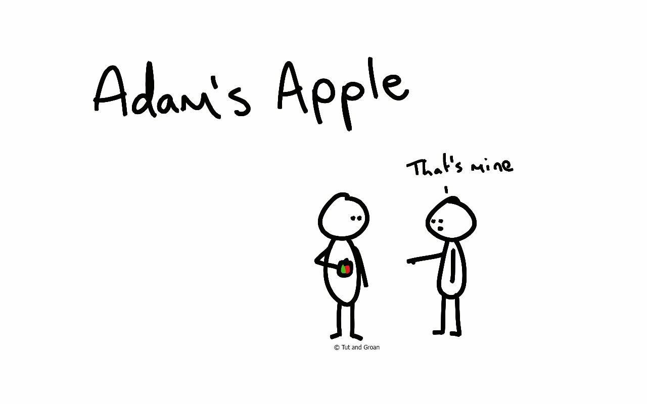 Tut and Groan Adam's Apple cartoon