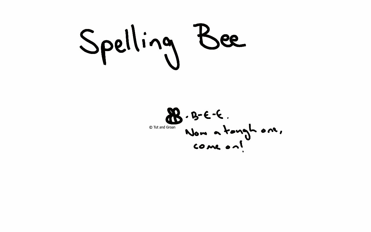 Tut and Groan Spelling Bee cartoon