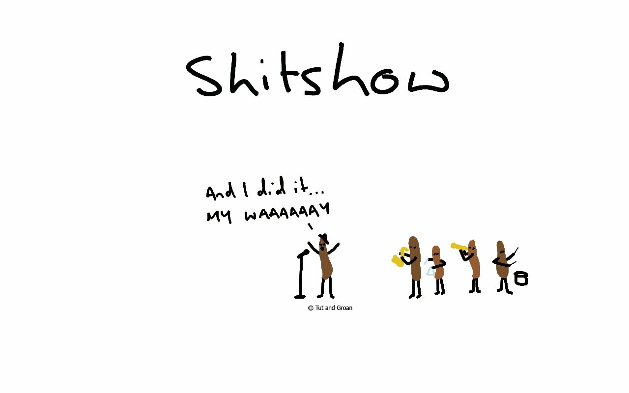 Tut and Groan Shitshow cartoon