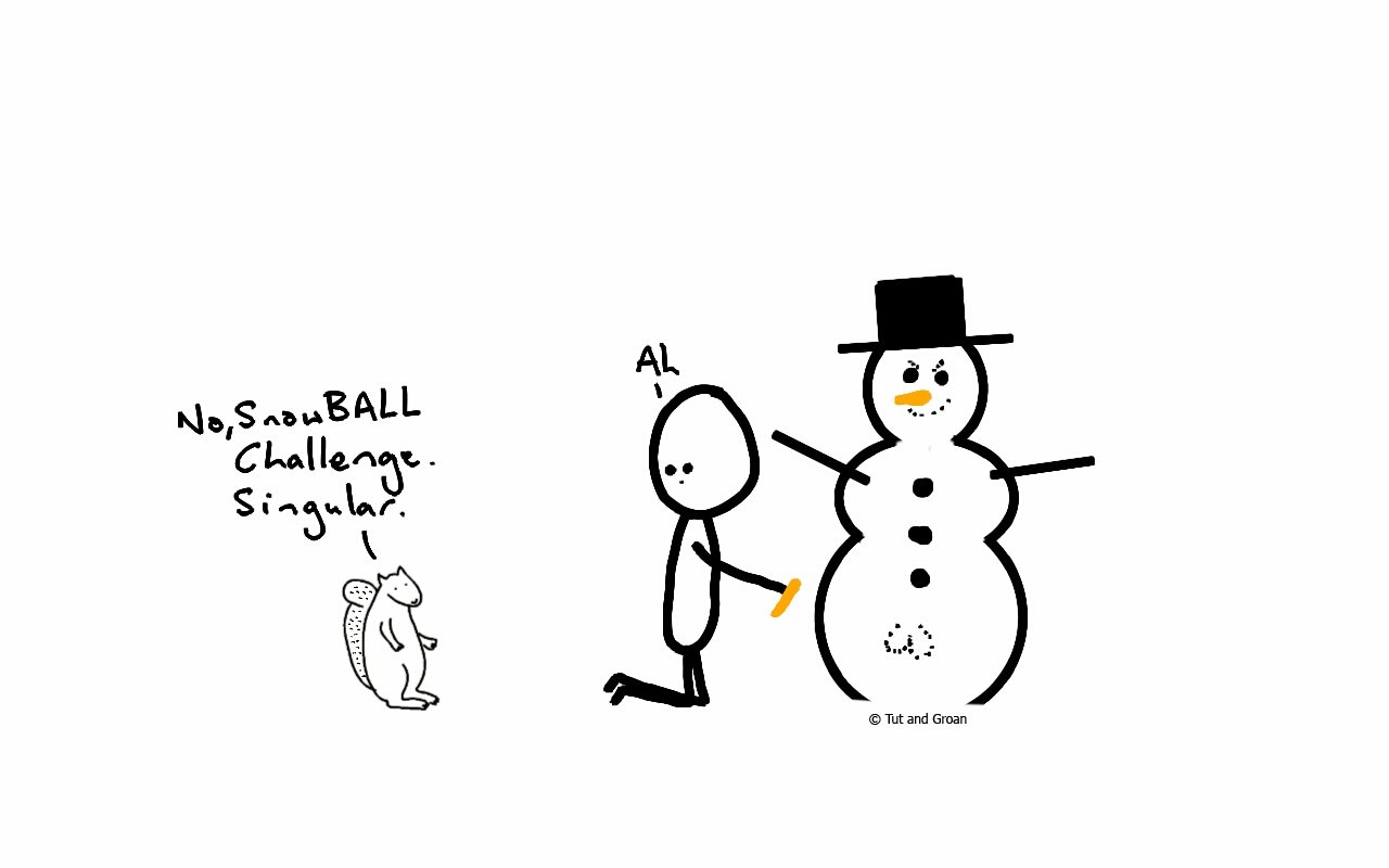 Tut and Groan Snowball Challenge 2016 cartoon