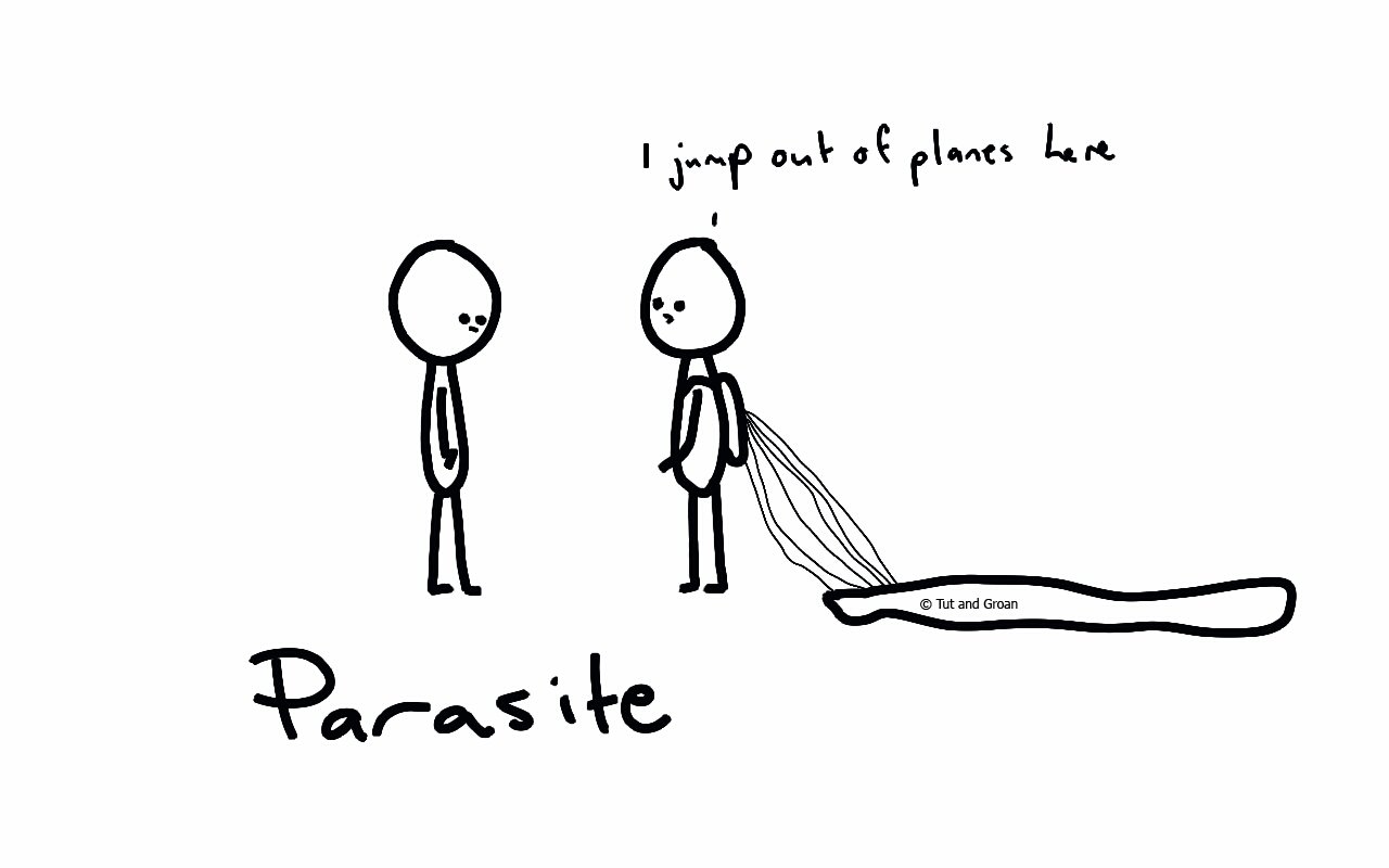 Tut and Groan Parasite cartoon