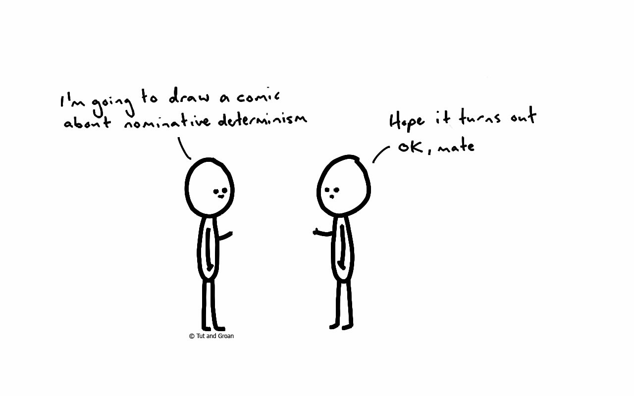 Tut and Groan Nominative Determinism cartoon