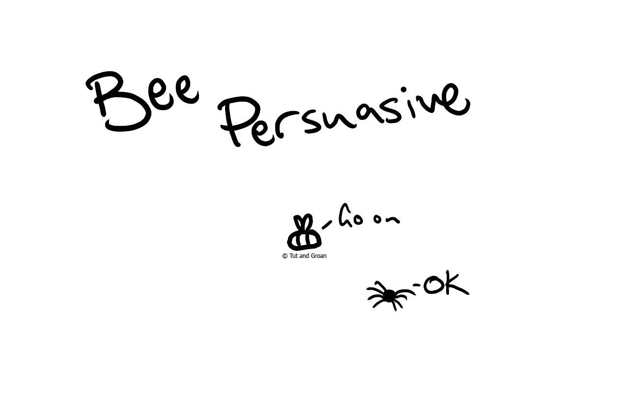 Tut and Groan Bee Persuasive cartoon