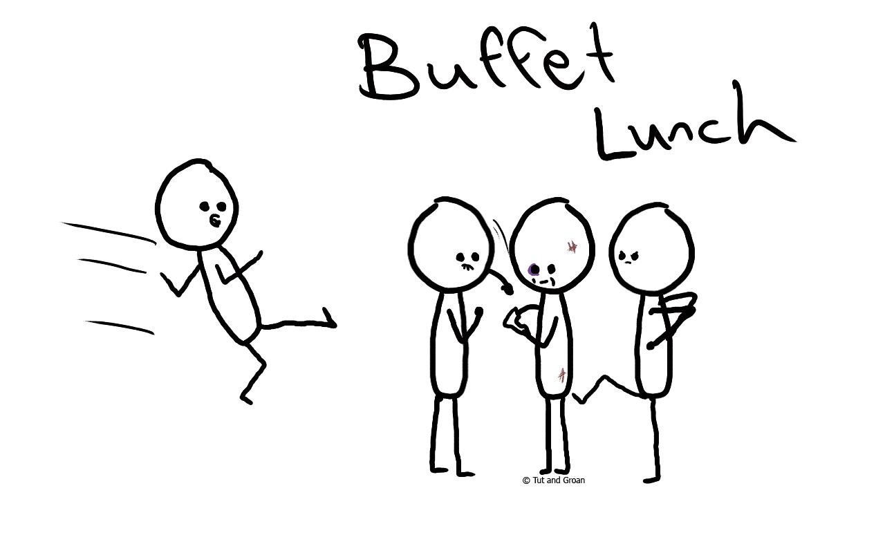 Tut and Groan Buffet Lunch cartoon