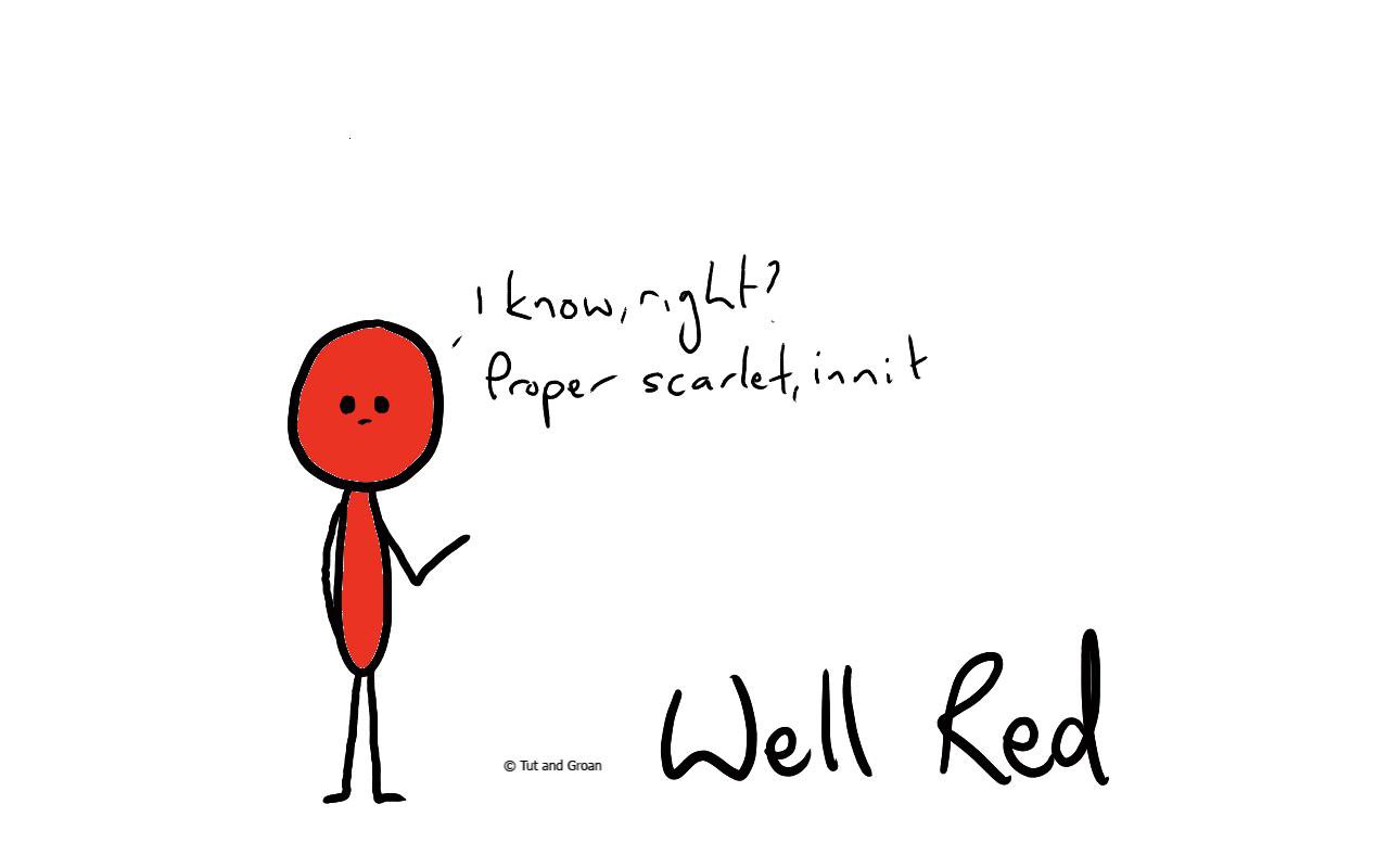Tut and Groan Well Red cartoon