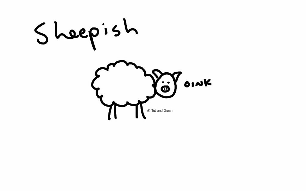 Sheepish | A Tut and Groan Single Panel Toon | Poorly Drawn Webcomic