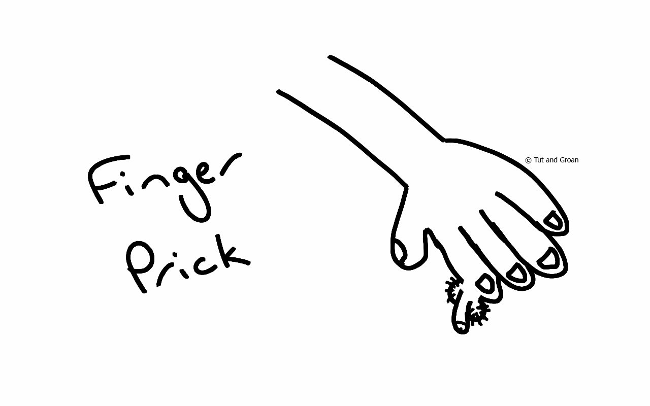 Tut and Groan Finger Prick cartoon