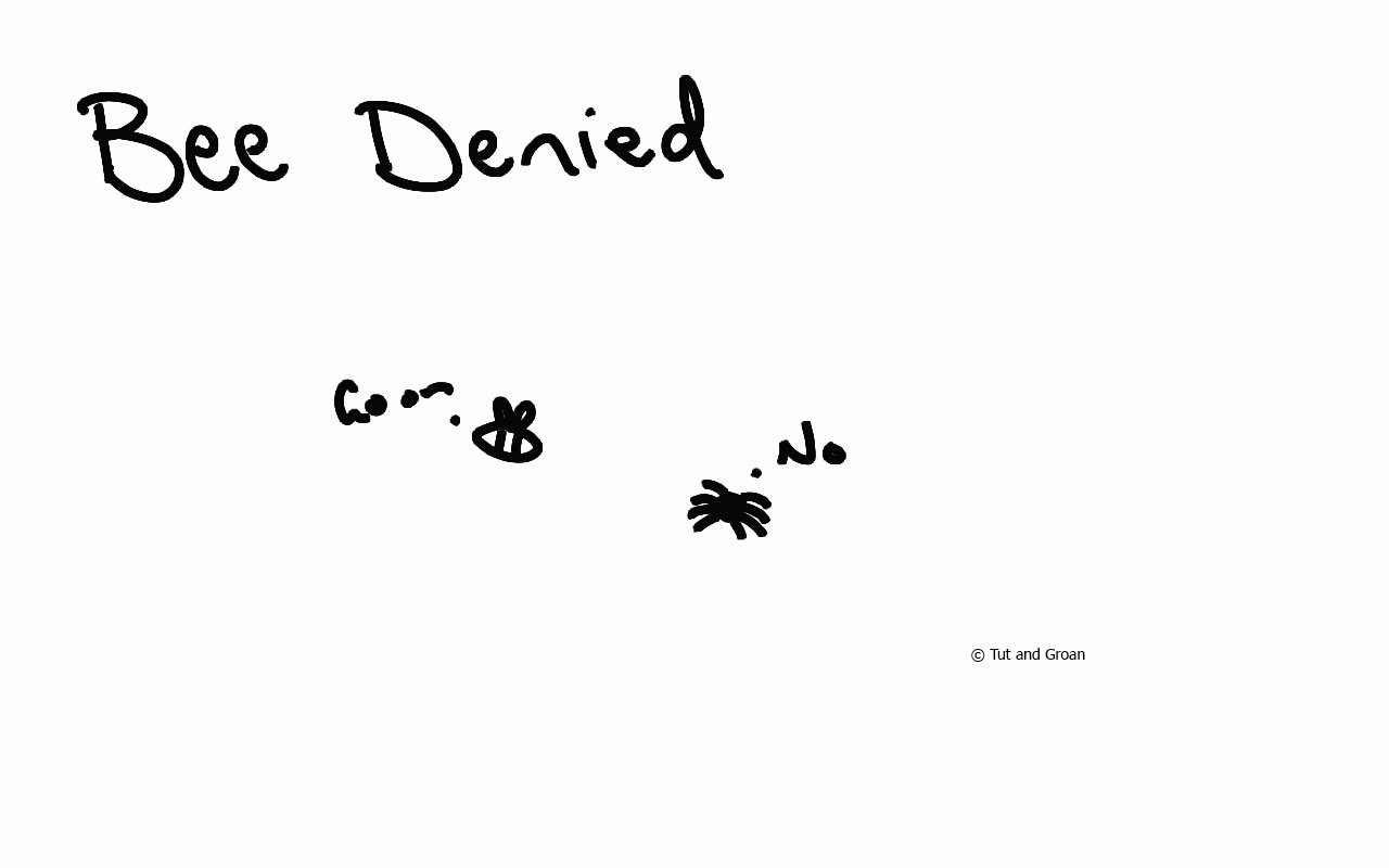 Tut and Groan Bee Denied cartoon