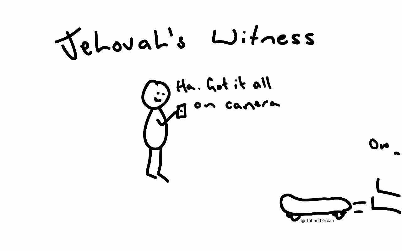 Tut and Groan Jehovah's Witness cartoon