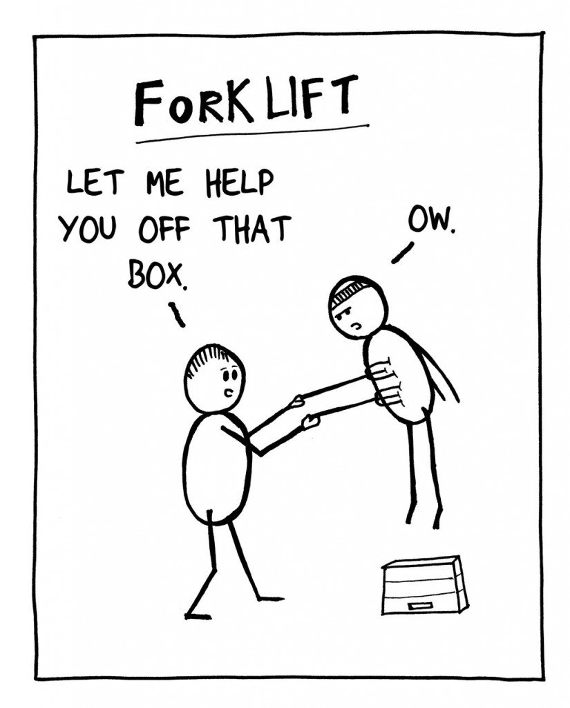 Tut and Groan Fork Lift Guest Toon by Badly Doodled cartoon