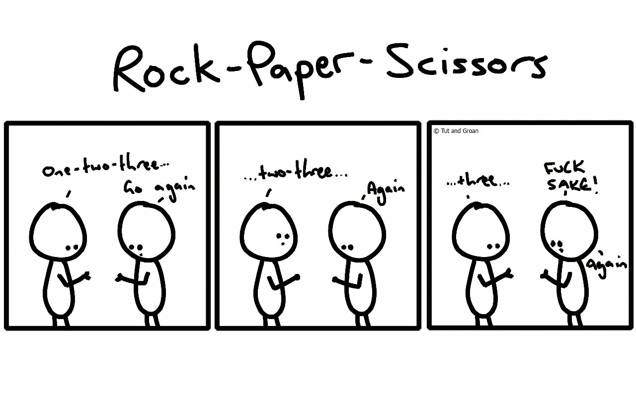 Tut and Groan Rock Paper Scissors cartoon
