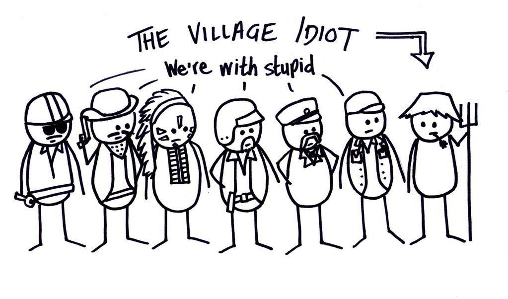 Tut and Groan Guest Toon The Village Idiot by Phil Booth cartoon