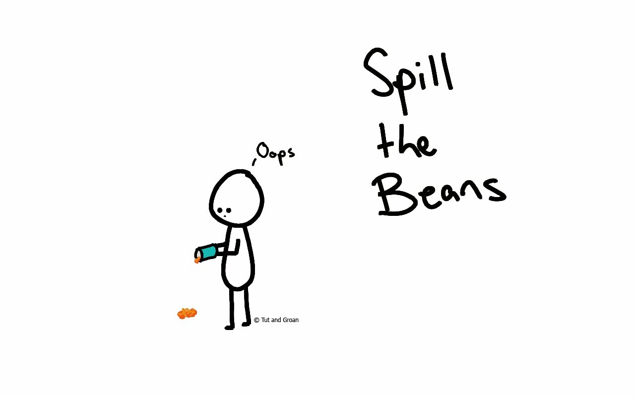 Tut and Groan Spill the Beans cartoon