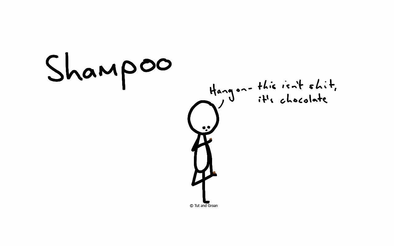 Tut and Groan Shampoo cartoon