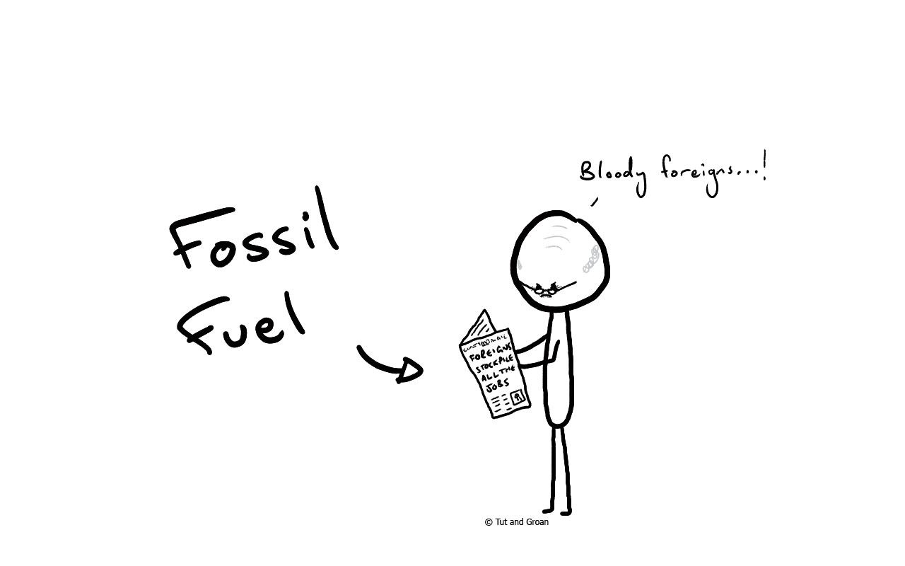 Tut and Groan Fossil Fuel cartoon
