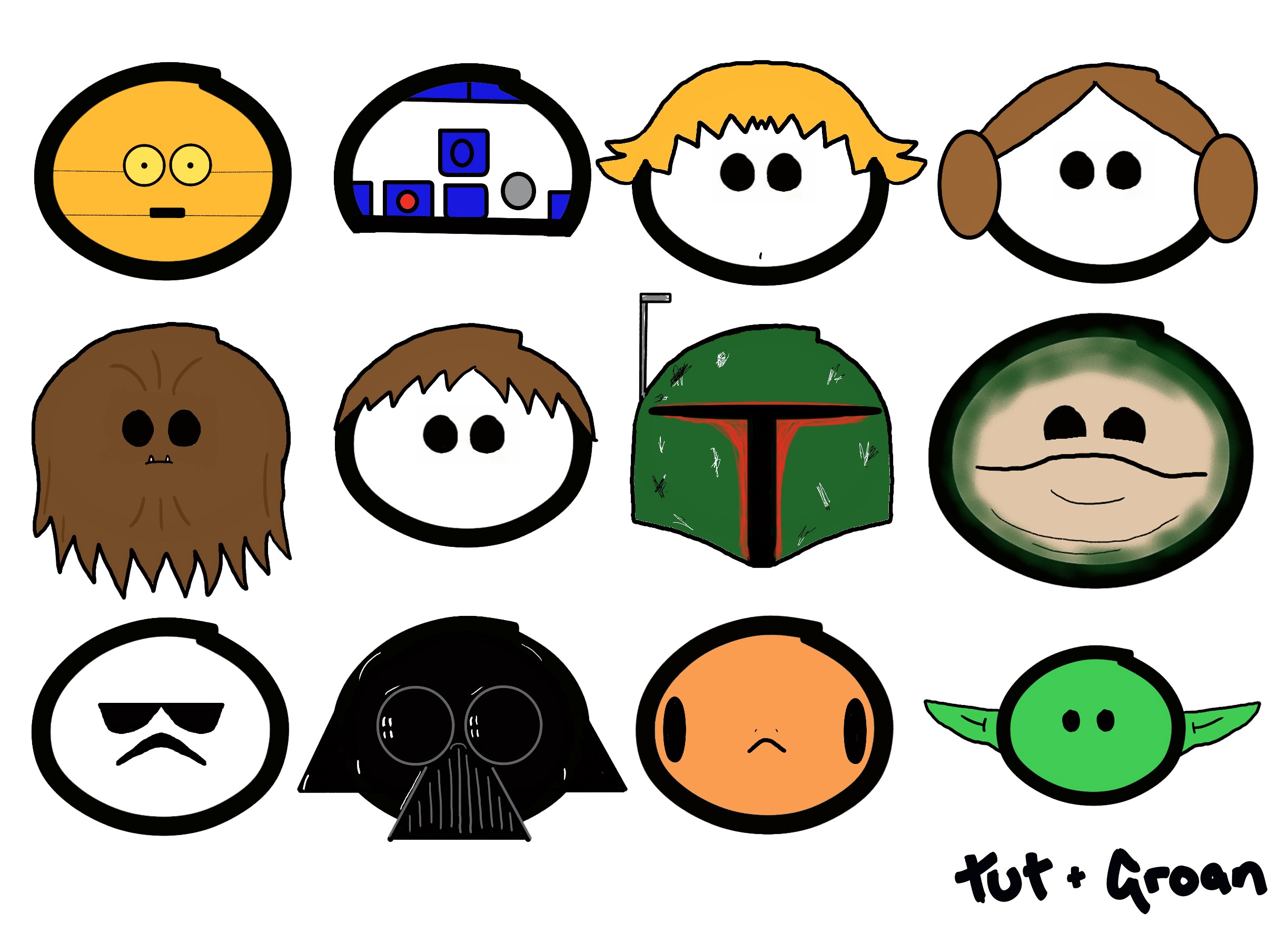 Tut and Groan Star Wars Faces cartoon