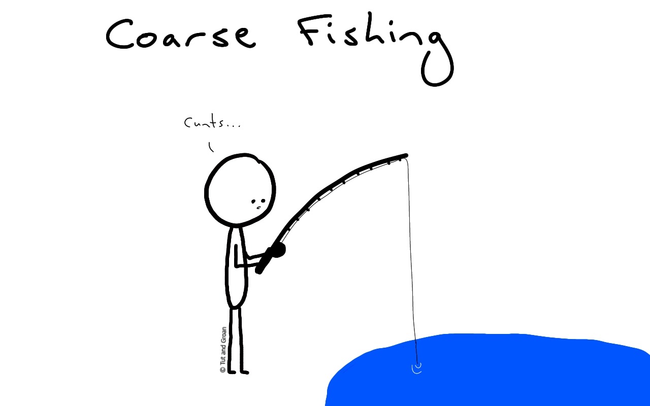 Tut and Groan Coarse Fishing cartoon