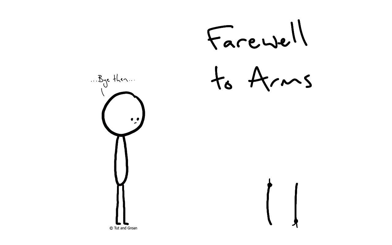 Tut and Groan Farewell to Arms cartoon