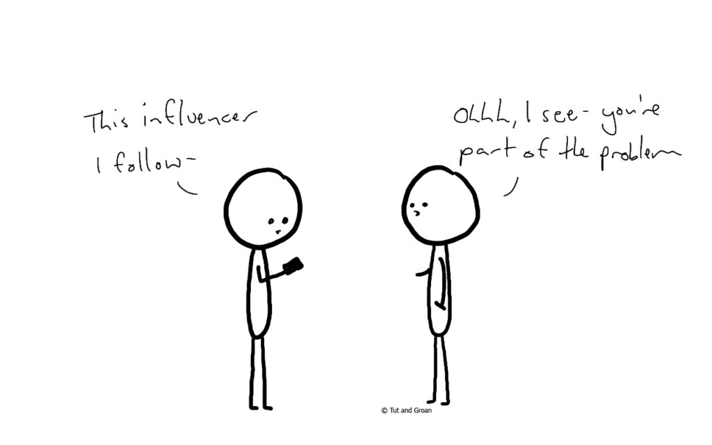 Tut and Groan Influencers cartoon